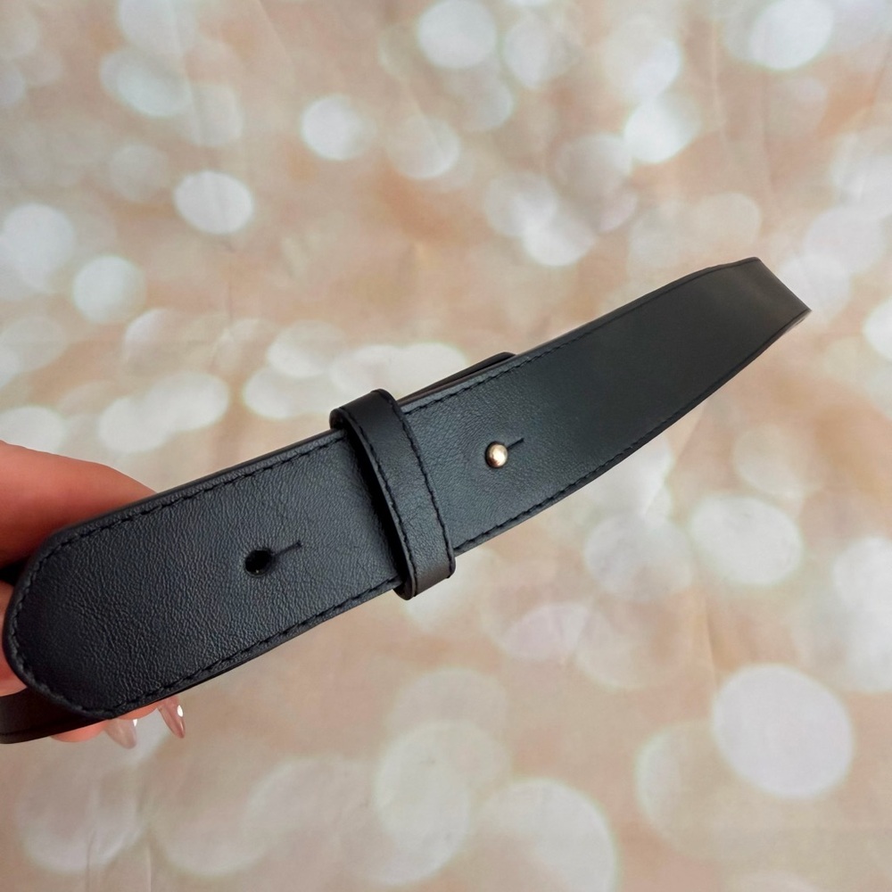 Punto Fibbia leather Black Belt with Gold Buckle - Picture 7 of 8